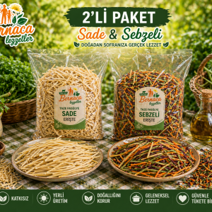 SADE VE SEBZELİ ERİŞTE ( TEK PAKETTE 2 ÇEŞİT )